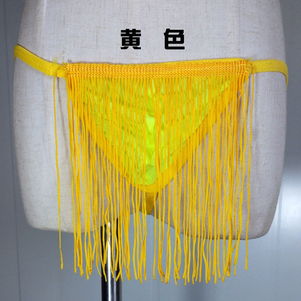 Image of men's sexy tassel thong library erotic lingerie pseudo-niang panties jj bag bag see-through mesh panties